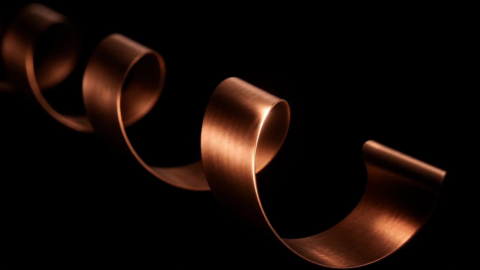 A coiled copper protein helix on black
